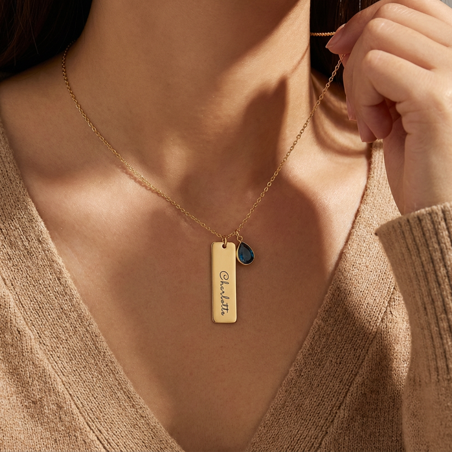 Custom Women’s Birthstone Necklace – Personalized Gemstone Necklace for Her, Ideal Birthday, Anniversary, Valentine's Day, Mother’s Day, Christmas & Graduation Gifts, Personalized Gifts for Mom, Grandma, Wife, Daughter, Sister