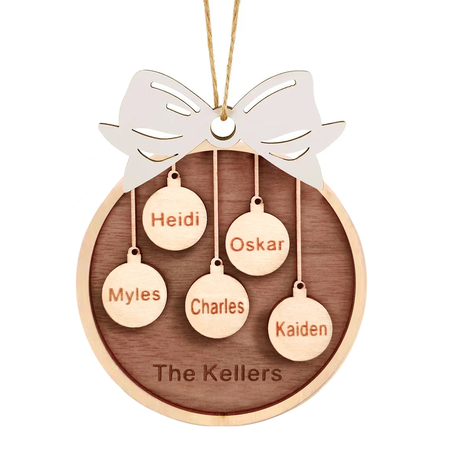 Personalized Custom Wooden Christmas Ornaments Gifts with Your Family Names, Wood Christmas Ornament Gifts for Mom Dad Grandma Grandpa - Personalized Wooden Christmas Ornaments Gifts