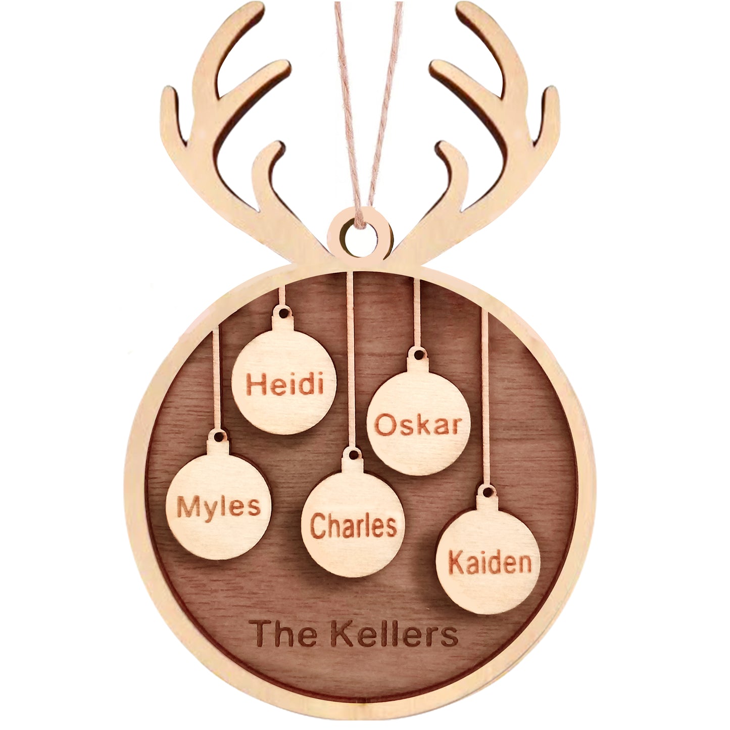 Personalized Custom Wooden Christmas Ornaments Gifts with Your Family Names, Wood Christmas Ornament Gifts for Mom Dad Grandma Grandpa - Personalized Wooden Christmas Ornaments Gifts