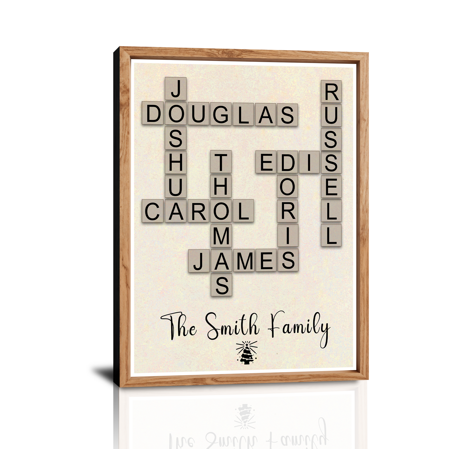 Personalized Custom Christmas Crossword Scrabble Canvas Prints Gifts with Your Family Names, Christmas Birthday Gifts for Mom, Dad, Grandma, Grandpa, Friends - Personalized Christmas Gifts
