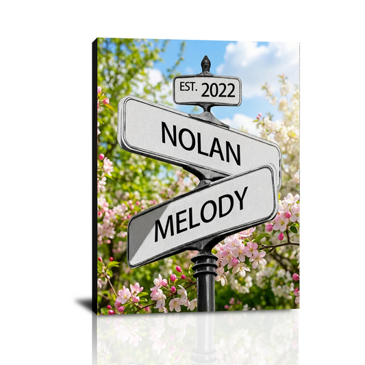 Custom Street Sign with Couple Names, Personalized Vintage Street Sign Canvas Prints Gifts, Valentine’s Day, Christmas, Engagement, Wedding, Anniversary Gifts for Him Her Husband Wife Boyfriend Girlfriend