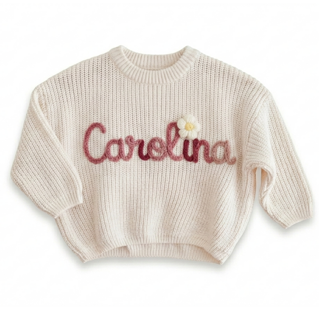 Custom Baby Name Sweater – Personalized Embroidered Name Sweater, Handcrafted Name Sweater, Newborn Gifts, Baby Shower Gift, Christmas, Birthday Gifts