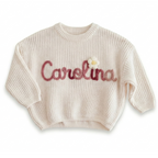 Custom Baby Name Sweater – Personalized Embroidered Name Sweater, Handcrafted Name Sweater, Newborn Gifts, Baby Shower Gift, Christmas, Birthday Gifts