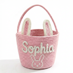 Custom Easter Knit Basket with Kid‘s Name, Personalized Easter Egg Hunt Basket, Easter Bunny Basket Gift, Baby First Easter Gift