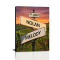 Custom Crossroad Street Sign Canvas Prints with Couple Names, Personalized Vintage Street Sign Gifts, Valentine’s Day, Christmas Gift