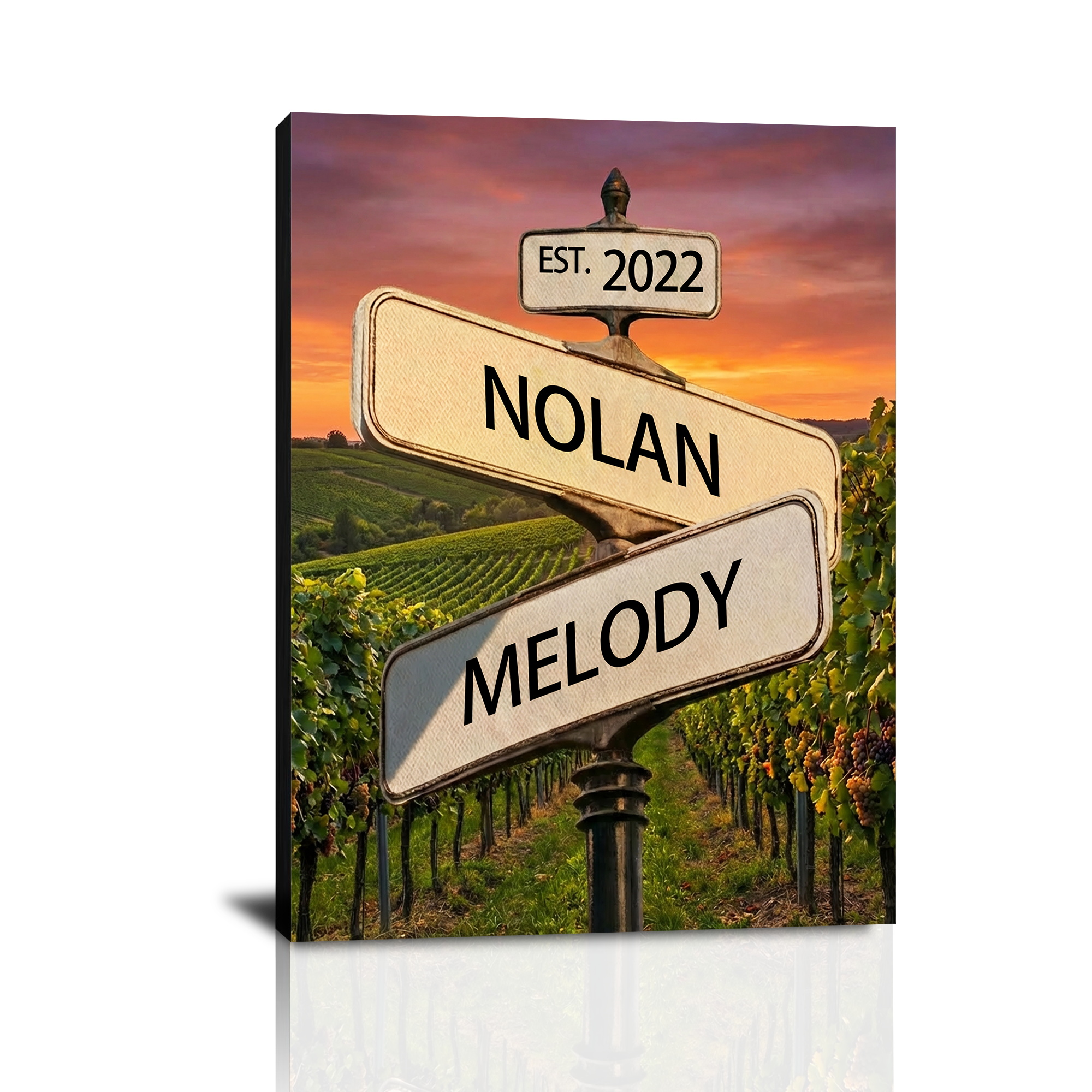 Custom Crossroad Street Sign Canvas Prints with Couple Names, Personalized Vintage Street Sign Gifts, Valentine’s Day, Christmas Gift