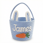 Custom Easter Knit Basket with Name, Personalized Easter Egg Hunt Basket, Easter Bunny Basket Gift, Baby Easter Gift, Kids Easter Basket