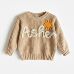 Custom Baby Name Sweater – Personalized Embroidered Name Sweater, Hand Knit Name Sweater, Perfect Newborn, Baby Shower, Christmas, Birthday Gifts