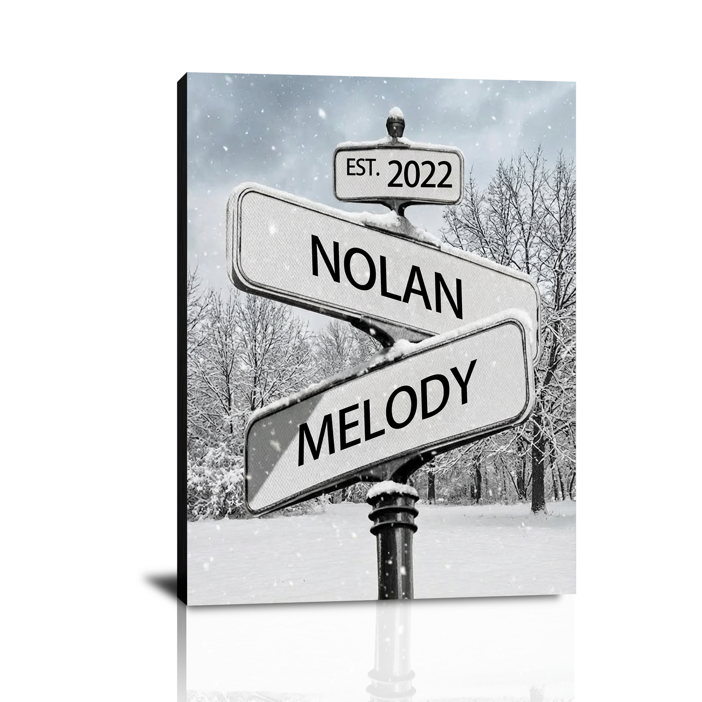 Toiles imprimées personnalisées avec les noms du couple, panneaux de signalisation vintage, cadeaux pour la Saint-Valentin, Noël, fiançailles, mariage, anniversaire (pour lui, elle, mari, femme, petit ami, petite amie).