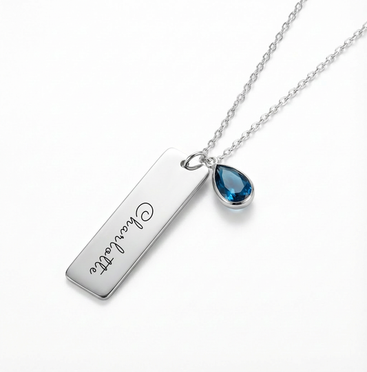 Custom Women’s Birthstone Necklace – Personalized Gemstone Necklace for Her, Ideal Birthday, Anniversary, Valentine's Day, Mother’s Day, Christmas & Graduation Gifts, Personalized Gifts for Mom, Grandma, Wife, Daughter, Sister