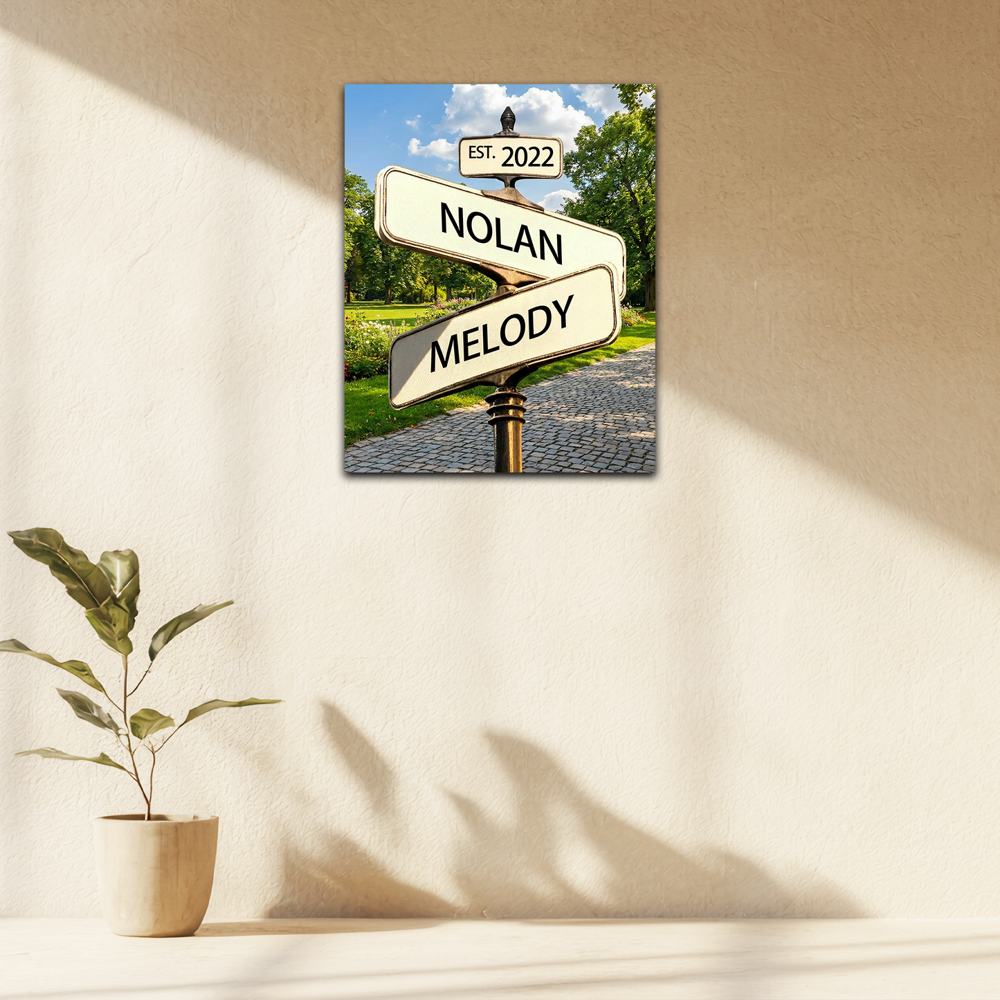 Toiles imprimées personnalisées avec les noms du couple, panneaux de signalisation vintage, cadeaux pour la Saint-Valentin, Noël, fiançailles, mariage, anniversaire (pour lui, elle, mari, femme, petit ami, petite amie).