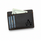 Personalized Men's Card Holder Wallet, Custom Name & Initial Engraved Slim Card Case, Minimalist Leather Card Wallet, Gift for Him, Father, Husband