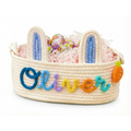 Custom Knit Easter Basket with Kid's Name, Personalized Easter Egg Hunt Basket, Easter Bunny Basket, Baby First Easter Gift