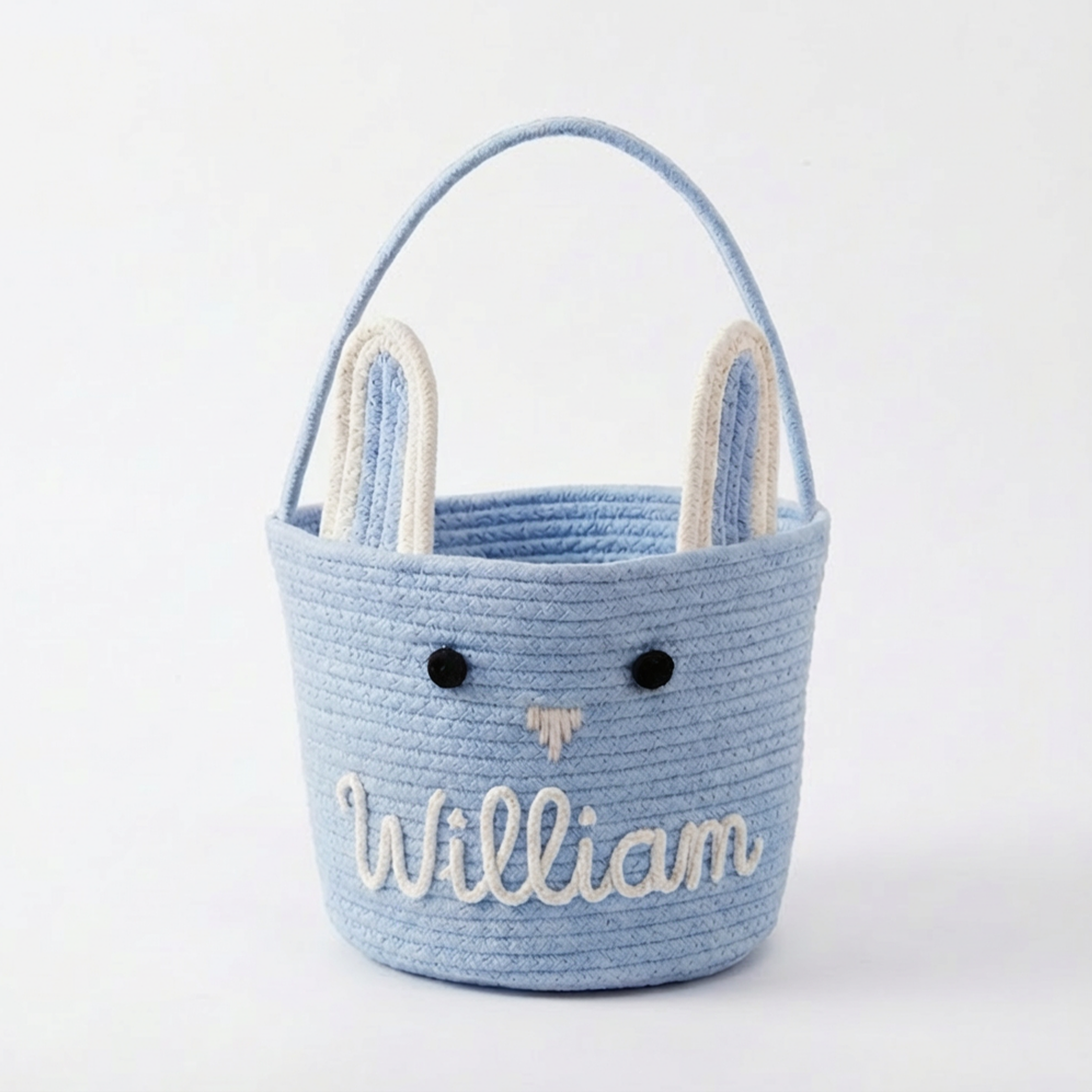 Personalized Knit Easter Basket with Child’s Name, Custom Easter Egg Hunt Basket, Easter Bunny Basket, Baby First Easter Gift Idea