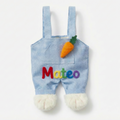Custom Easter Bunny Overalls Tote Bag with Kid’s Name, Personalized Kids Easter Basket Bag, Bunny Egg Hunt Bag, Baby First Easter Basket Gift