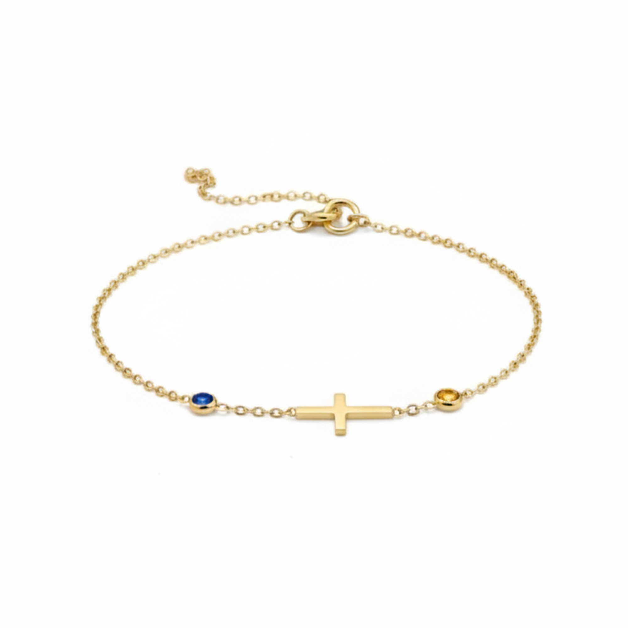 Custom Cross Birthstone Bracelet with Name & Birthstone, Birthday, Mother’s Day, Christmas Gift