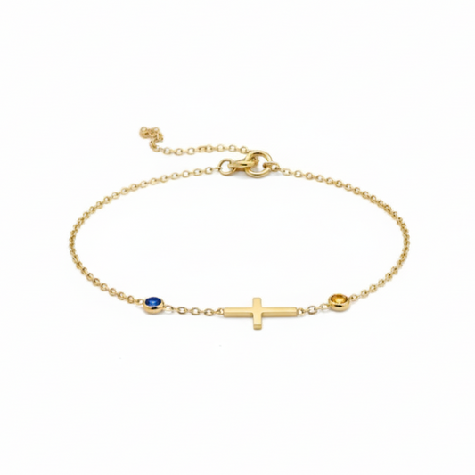 Custom Cross Birthstone Bracelet for Women – Personalized Christian Faith Bracelet with Name & Birthstone, Faith, Birthday, Baptism, Religious, Confirmation, Mother’s Day, Christmas Gifts for Mom, Grandma, Her, Daughter, Goddaughter