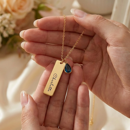 Custom Women’s Birthstone Necklace – Personalized Gemstone Necklace for Her, Ideal Birthday, Anniversary, Valentine's Day, Mother’s Day, Christmas & Graduation Gifts, Personalized Gifts for Mom, Grandma, Wife, Daughter, Sister