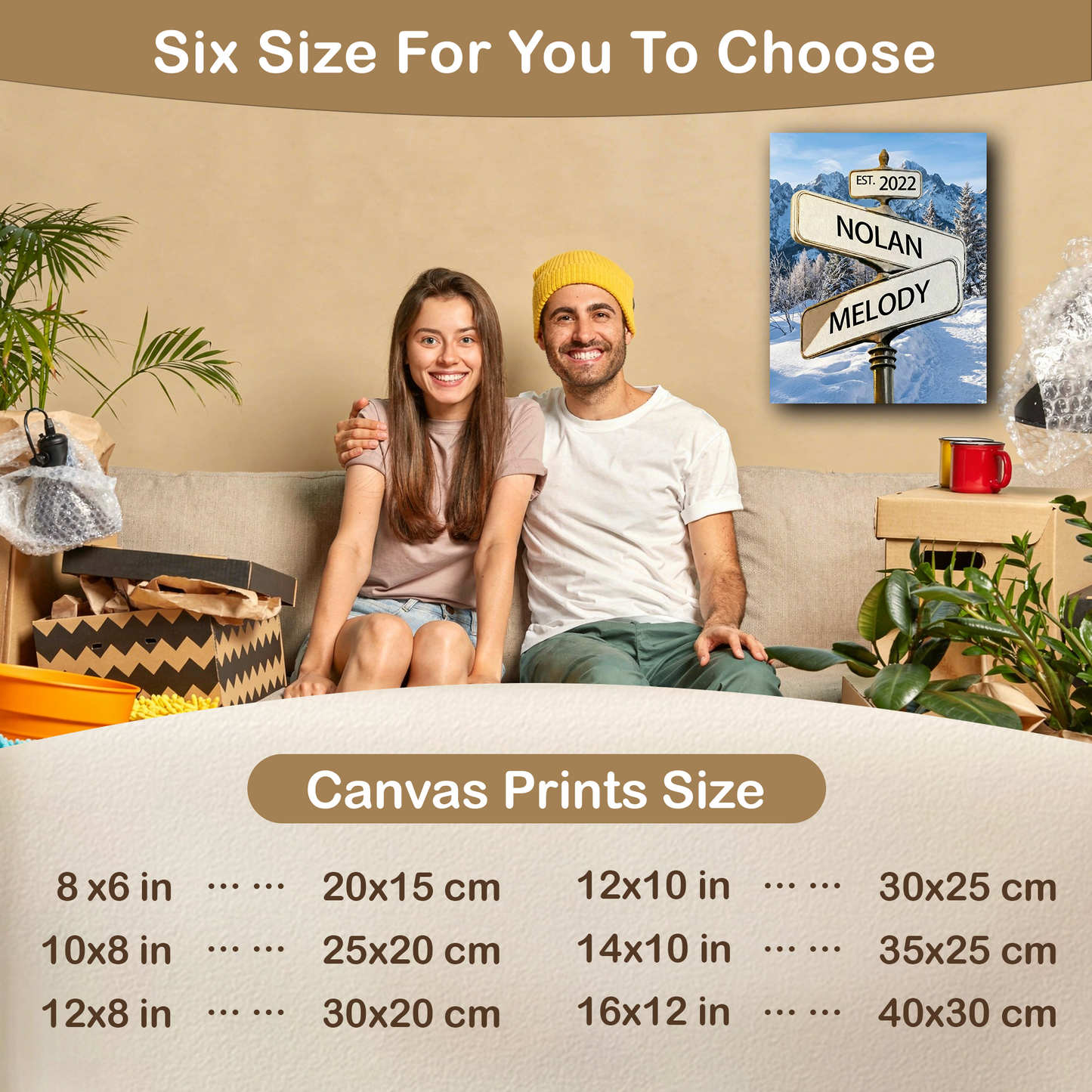 Toiles imprimées personnalisées avec les noms du couple, panneaux de signalisation vintage, cadeaux pour la Saint-Valentin, Noël, fiançailles, mariage, anniversaire (pour lui, elle, mari, femme, petit ami, petite amie).