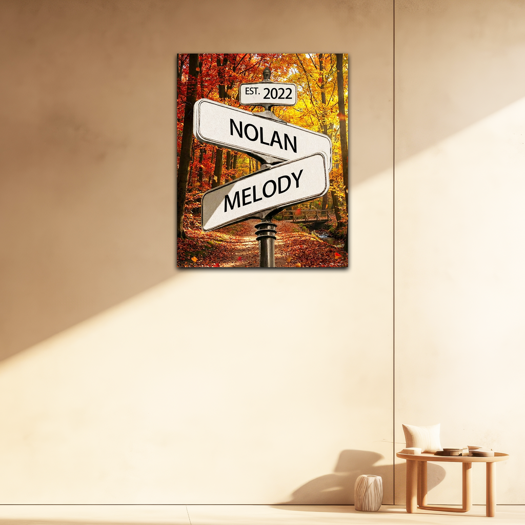 Custom Street Sign with Couple Names, Personalized Vintage Street Sign Canvas Prints Gifts, Valentine’s Day, Christmas, Wedding, Anniversary Gift