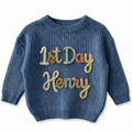 Custom Name Baby Sweater, Hand Knit Soft Baby Sweater, Newborns, Baby Shower, Christmas, Birthday Gift