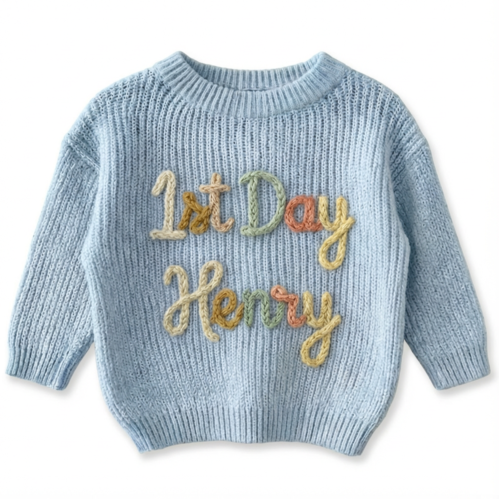 Custom Baby Name Sweater,  Hand Knit Name Sweater, Personalized Newborn Gift, Baby Shower, First Birthday, Christmas Gifts