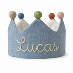 Custom Hand Embroidered Linen Birthday Crown, Personalized Baby Name Crown, First Birthday Crown for Boys Girls, Handmade Birthday Hat, Baby Shower Gifts