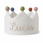 Custom Linen Birthday Crown with Name, Handmade Embroidered Birthday Hat, First Birthday Crown for Boy Girl, Personalized Toddler Birthday Name Hat, Unique Baby Birthday Gifts