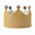 Custom Linen Birthday Crown with Name, Handmade Embroidered First Birthday Party Hat, Birthday Crown for Boy Girl, Toddler Birthday Name Hat, Personalized Baby Birthday Crown Gifts