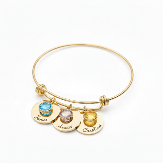 Personalized Birthstone Bracelet with Children’s Names, Custom Multi-Child Family Bracelet for Mom Grandma, Adjustable Bangle, Mother’s Day, Christmas, Birthday Gift, Unique Jewelry Keepsake