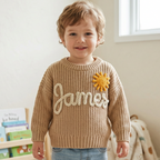 Custom Name Baby Sweater, Hand Knit Soft Baby Sweater, Newborns, Baby Shower, Christmas, Birthday Gift