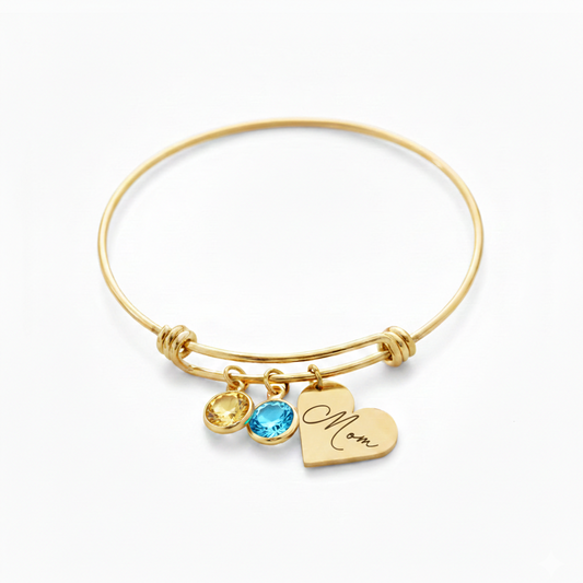 Personalized Birthstone Bracelet for Mom, Grandma – Custom Bracelet with Multiple Children’s Birthstones and Names, Heart Charms, Mother’s Day, Birthday, Christmas Gifts, Meaningful Gift, Unique Family Keepsake