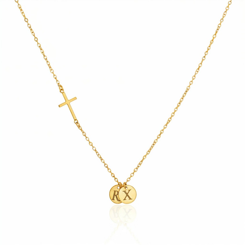 Personalized Cross Necklace with Initials, Custom Multiple Initials Necklace, Valentine's Day, Birthday, Anniversary, Mother’s Day, Christmas Gift