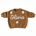 Custom Baby Name Sweater, Embroidered Name Sweater, Hand Knit Name Sweater, Handcrafted Baby Sweater, Newborn, Baby Shower, Christmas, Birthday Gifts
