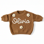 Custom Baby Name Sweater, Embroidered Name Sweater, Hand Knit Name Sweater, Handcrafted Baby Sweater, Newborn, Baby Shower, Christmas, Birthday Gifts