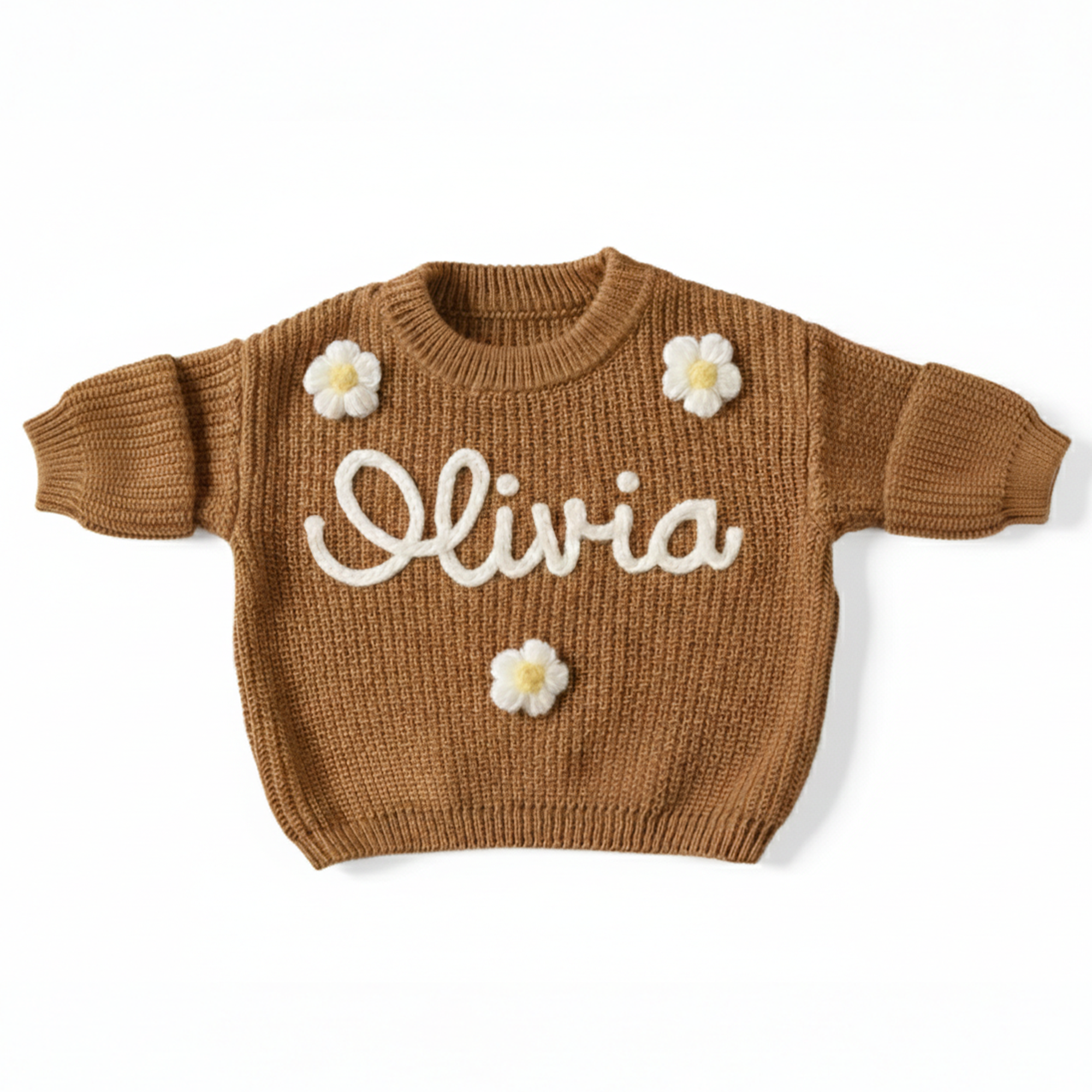 Custom Baby Name Sweater, Embroidered Name Sweater, Hand Knit Name Sweater, Handcrafted Baby Sweater, Newborn, Baby Shower, Christmas, Birthday Gifts