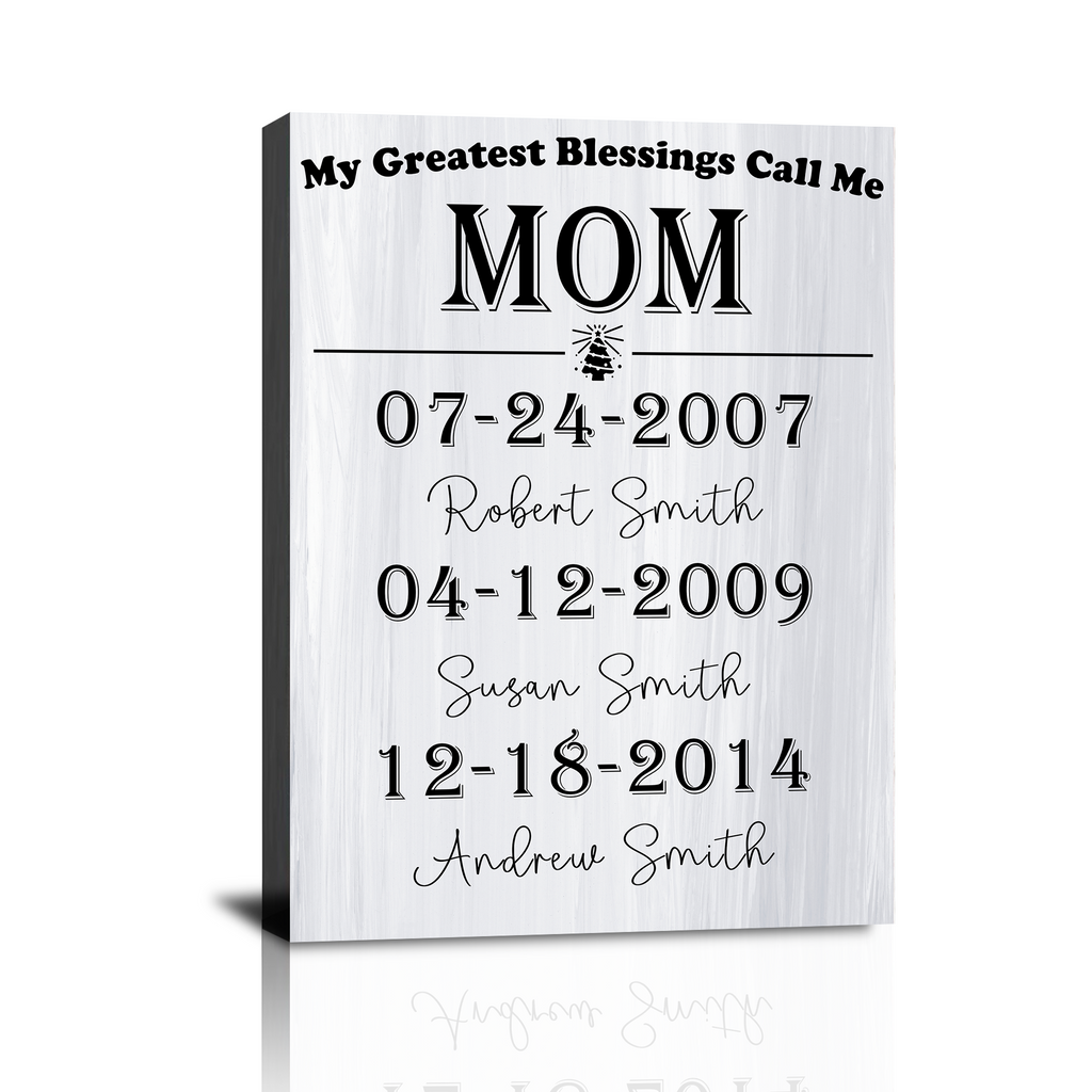 Toiles personnalisées pour maman, Décoration murale personnalisée pour maman, Cadeau pour maman, Anniversaire, Fête des mères, Toile photo de famille, Texte personnalisé, Décoration d'intérieur