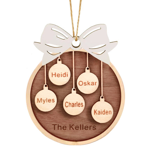 Personalized Custom Wooden Christmas Ornaments Gifts with Your Family Names, Wood Christmas Ornament Gifts for Mom Dad Grandma Grandpa - Personalized Wooden Christmas Ornaments Gifts