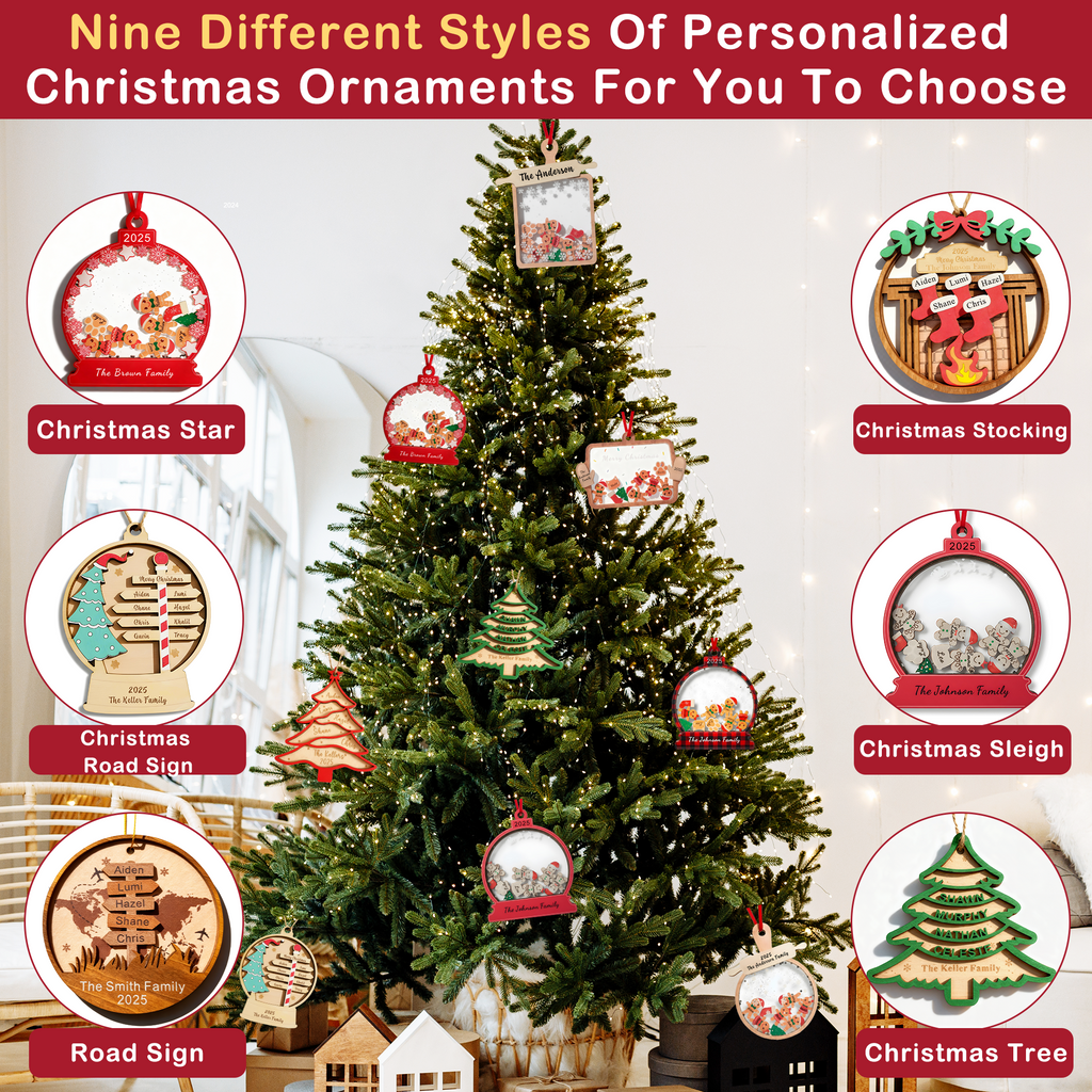 Christmas Tree Ornaments Gift, Custom Christmas Tree Wooden Ornament Gift, Personalized Wood Christmas Ornaments Gifts
