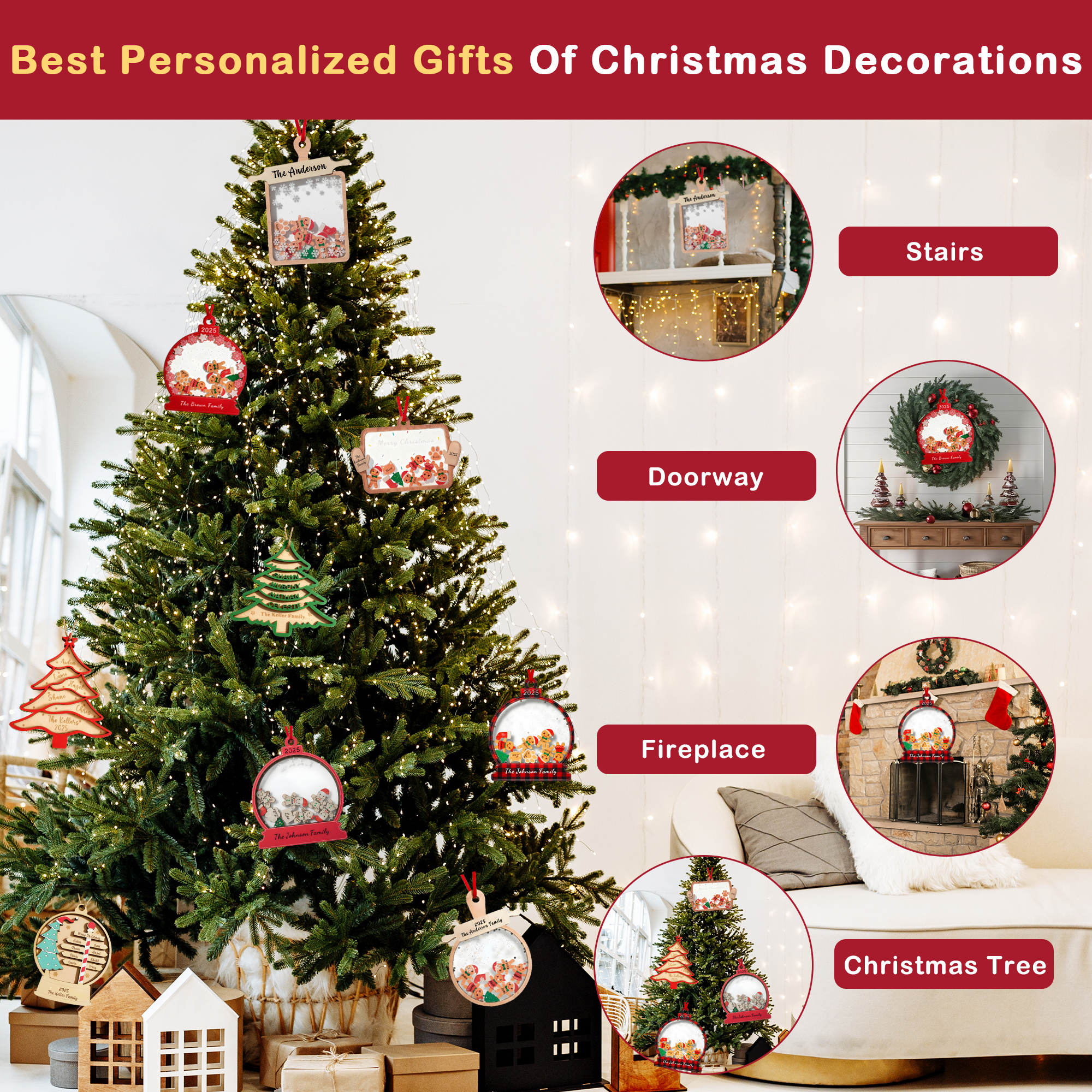 Personalized Wood Road Sign Christmas Ornaments Gifts, Custom Christmas Wooden Ornament Gift, Personalized Wooden Christmas Ornaments Gifts