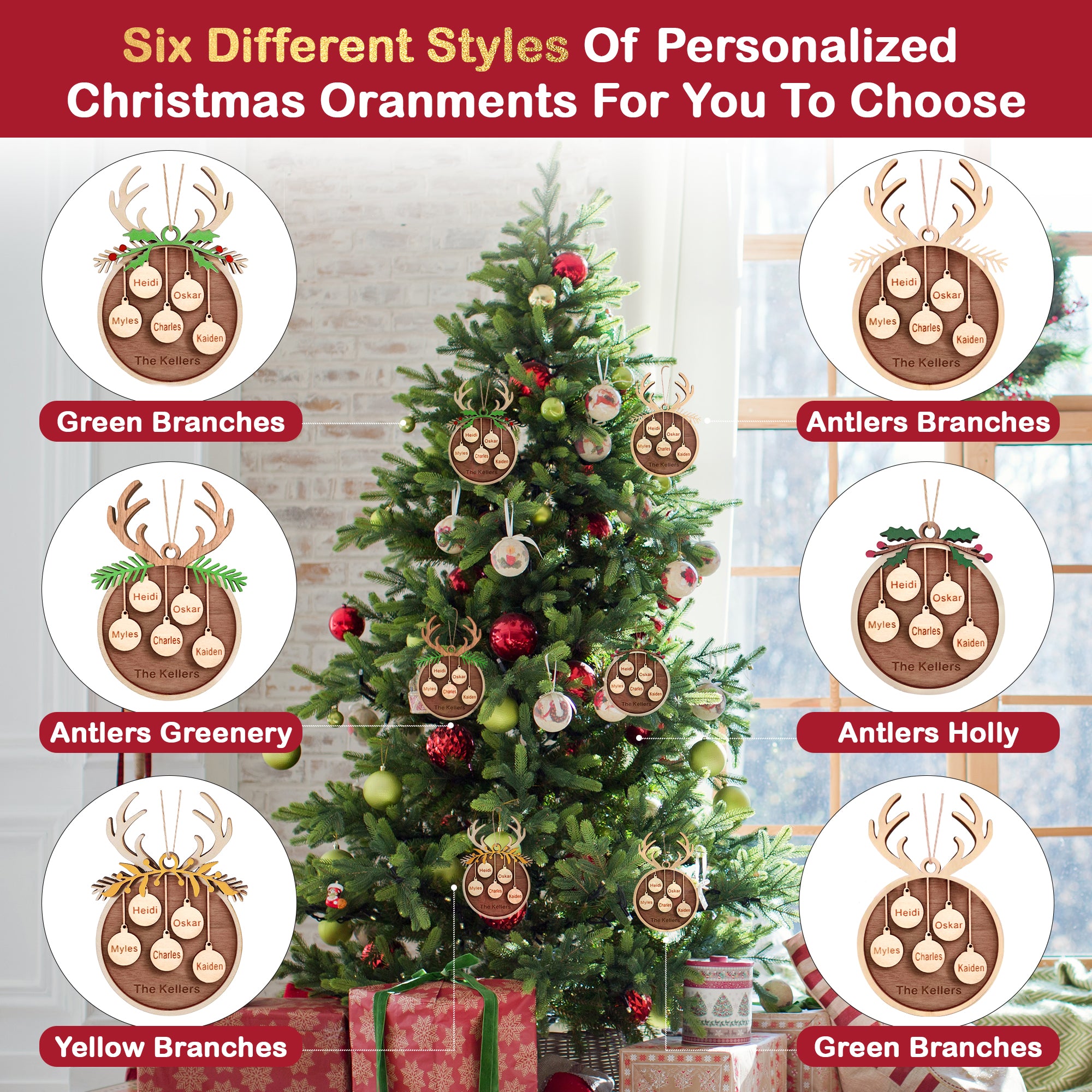 Custom Wooden Christmas Ornament Gifts, Personalized Christmas Ornament Gifts, Wood Engraved Christmas Decoration Gift