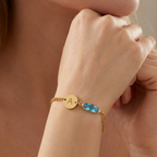 Personalisiertes Geburtssteinarmband mit Initialen für Damen – Das perfekte Geschenk für Ehefrau, Freundin, Mutter oder Oma zum Geburtstag, Jahrestag, Muttertag, Valentinstag oder zu Weihnachten.