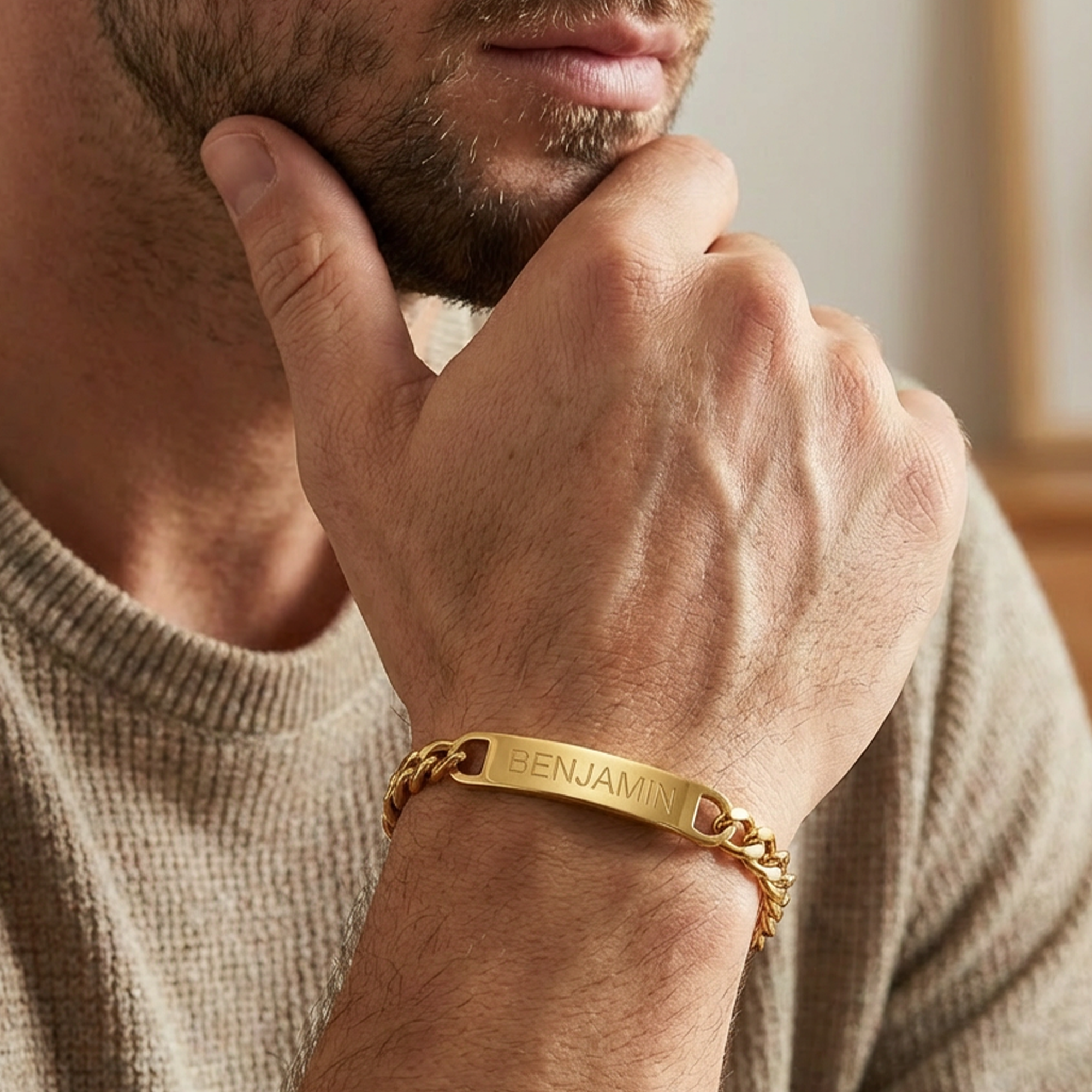 Custom Men’s Bracelets Engrave Names, Initials or Symbols | Ideal Birthday, Anniversary, Father’s Day, Valentine’s Gift, Christmas Gift | Personalized Gifts for Him, Husband, Boyfriend, Dad, Grandpa