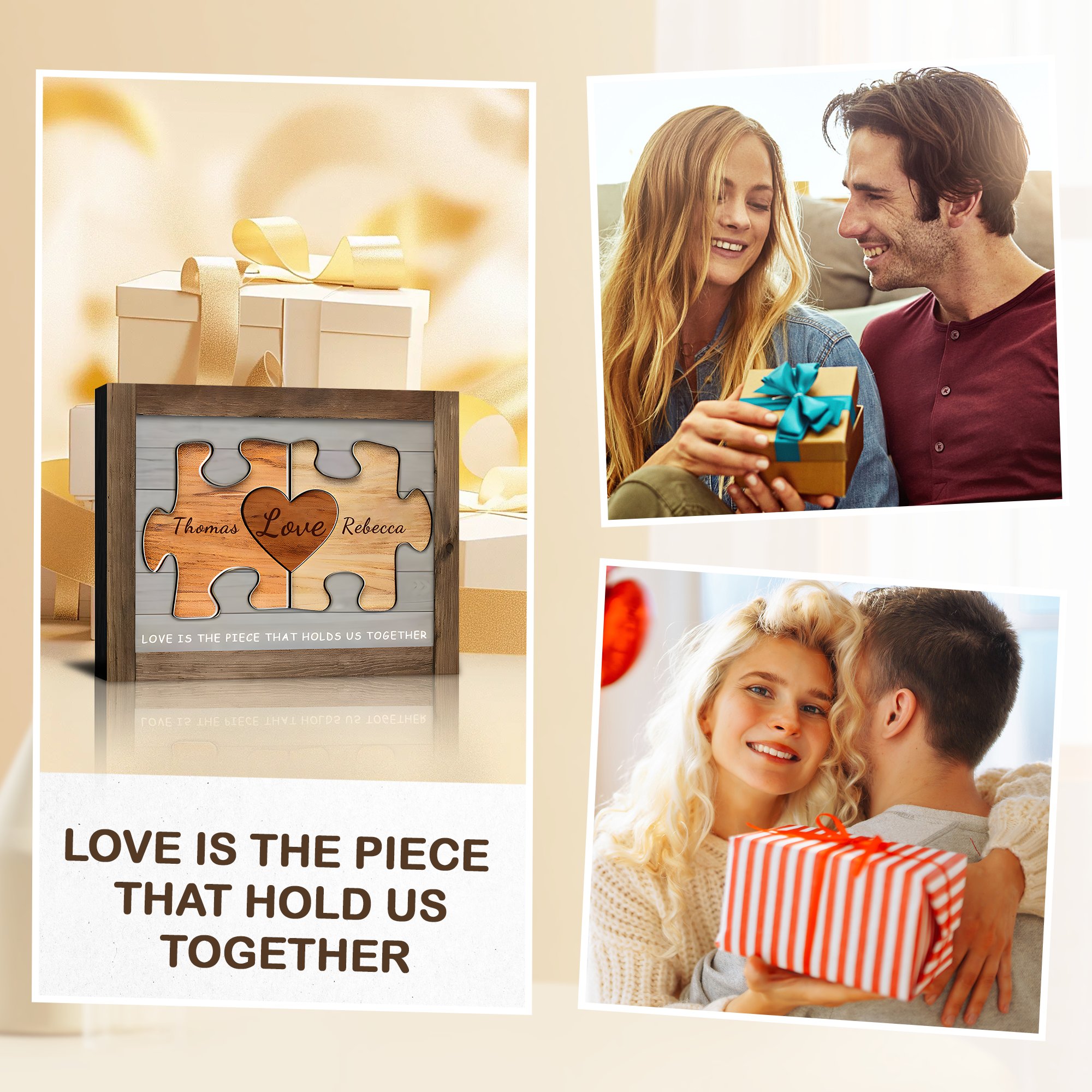 Love Is the Piece Holds Us Together Canvas Prints, Personalized Valentine‘s Day, Birthday, Anniversary, Wedding, Christmas Gift
