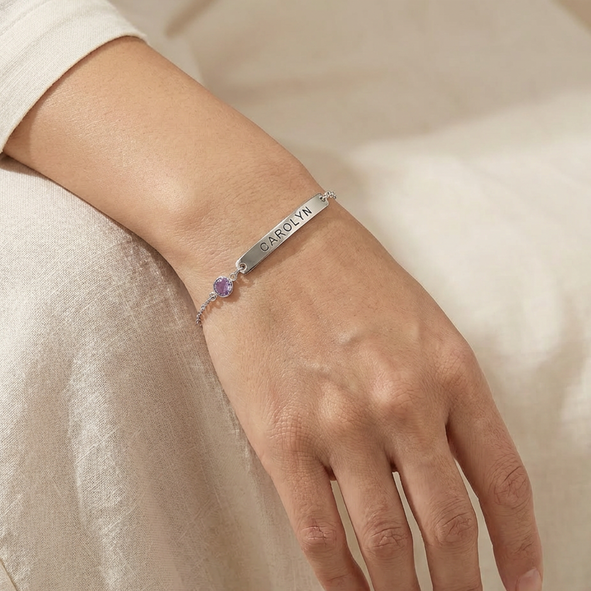 Custom Birthstone Bracelet Gifts with Names, Custom Women’s Birthstone Bracelet Gifts, Valentines's Day Gifts for Wife Girlfriend Her from Husband Boyfriend Him