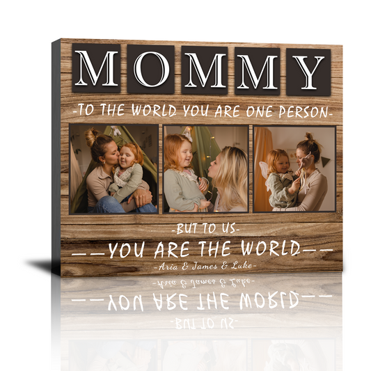 Personalized Custom Christmas Canvas Prints Gifts with Your Photos & Kid's Names, Christmas Mother's Day Birthday Gifts for Mom Grandma from Son Daughter Grandkids - Personalized Christmas Gifts