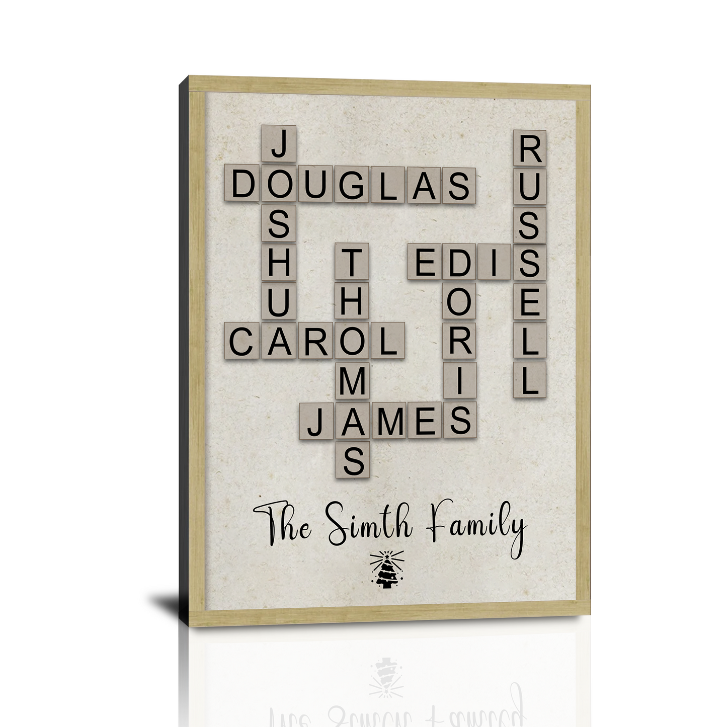 Personalized Custom Christmas Crossword Scrabble Canvas Prints Gifts with Your Family Names, Christmas Birthday Gifts for Mom, Dad, Grandma, Grandpa, Friends - Personalized Christmas Gifts