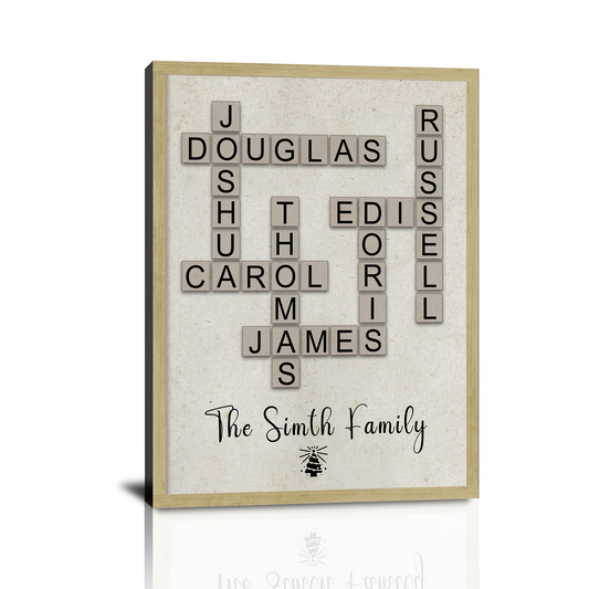 Personalized Custom Christmas Crossword Scrabble Canvas Prints Gifts with Your Family Names, Christmas Birthday Gifts for Mom, Dad, Grandma, Grandpa, Friends - Personalized Christmas Gifts
