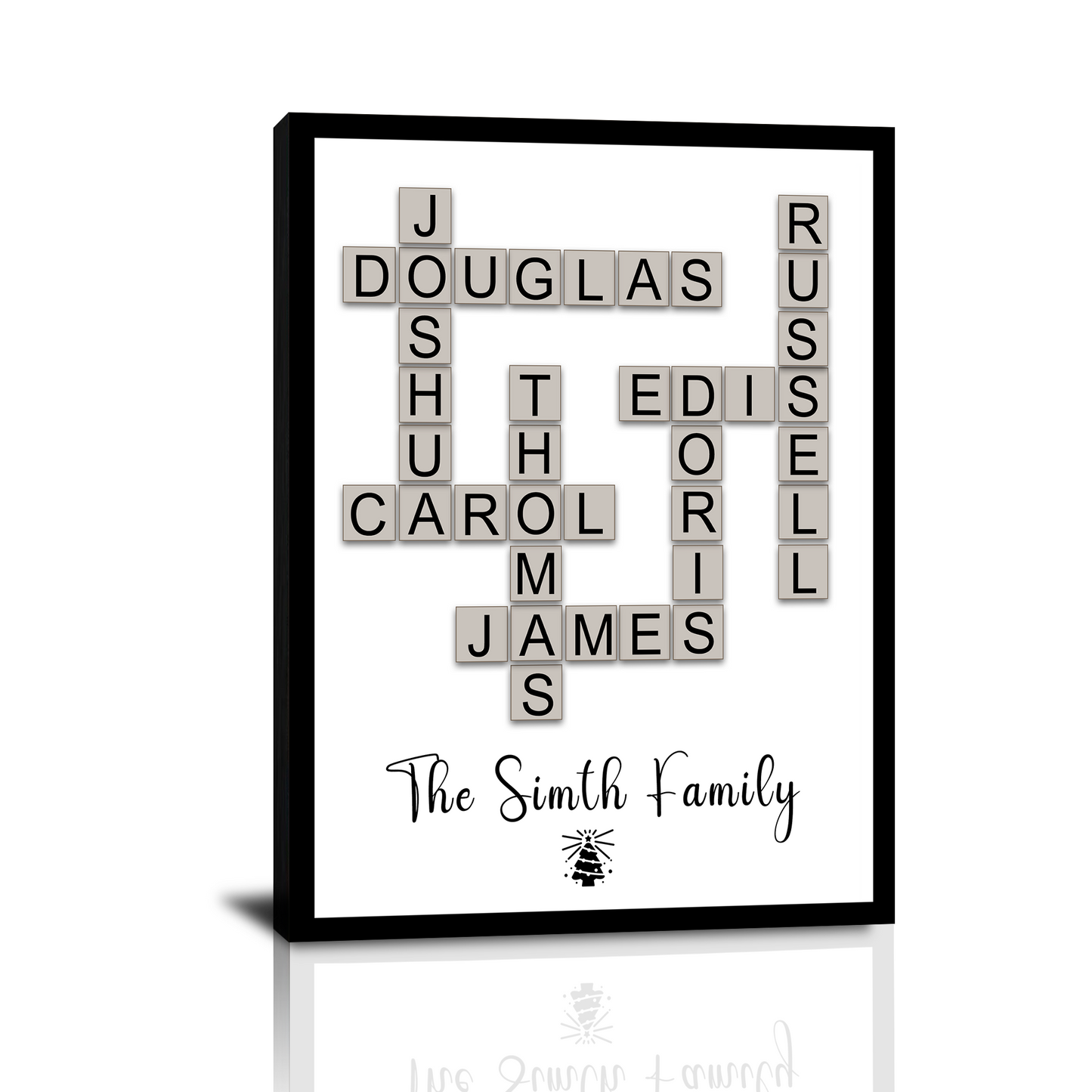Personalized Custom Christmas Crossword Scrabble Canvas Prints Gifts with Your Family Names, Christmas Birthday Gifts for Mom, Dad, Grandma, Grandpa, Friends - Personalized Christmas Gifts