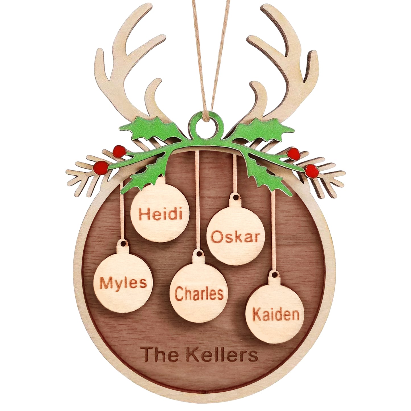 Personalized Custom Wooden Christmas Ornaments Gifts with Your Family Names for Christmas Tree Wooden Hanging Decorations - Personalized Wooden Christmas Ornaments Gift